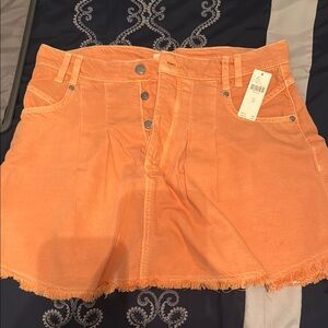 Pilcro Orange Skirt with Frayed Hem
